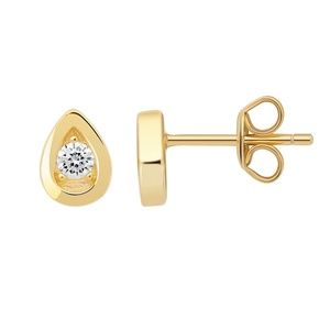 Crislu Teardrop Frame Stud Earrings in Yellow Gold